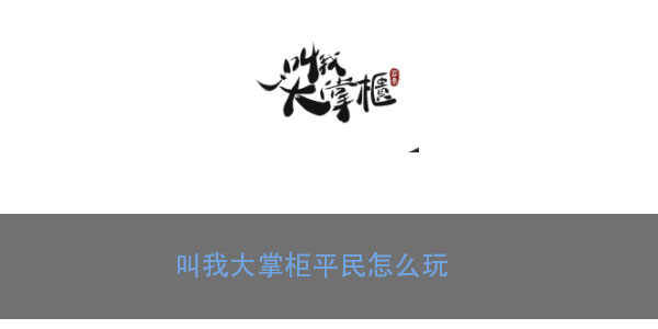 叫我大掌柜平民怎么玩