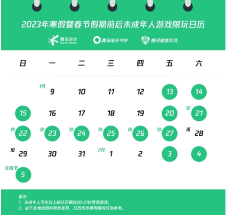 王者荣耀春节未成年人游戏时间2023