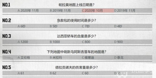 pubg重返故地答题答案